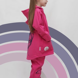 Girls and Boys Softshell Outerwear set with unique Unicorn print, Handprinted by BE DREZZED image 3