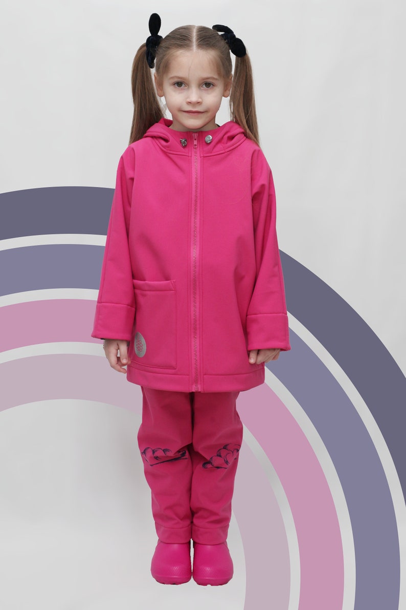 Girls and Boys Softshell Outerwear set with unique Unicorn print, Handprinted by BE DREZZED image 5