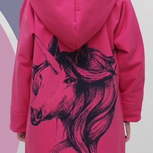 Girls and Boys Softshell Outerwear set with unique Unicorn print, Handprinted by BE DREZZED image 2