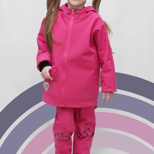 Girls and Boys Softshell Outerwear set with unique Unicorn print, Handprinted by BE DREZZED image 6