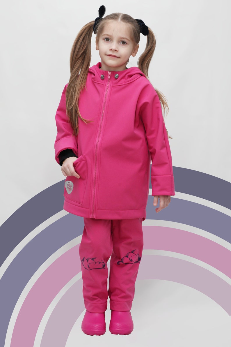 Girls and Boys Softshell Outerwear set with unique Unicorn print, Handprinted by BE DREZZED image 6