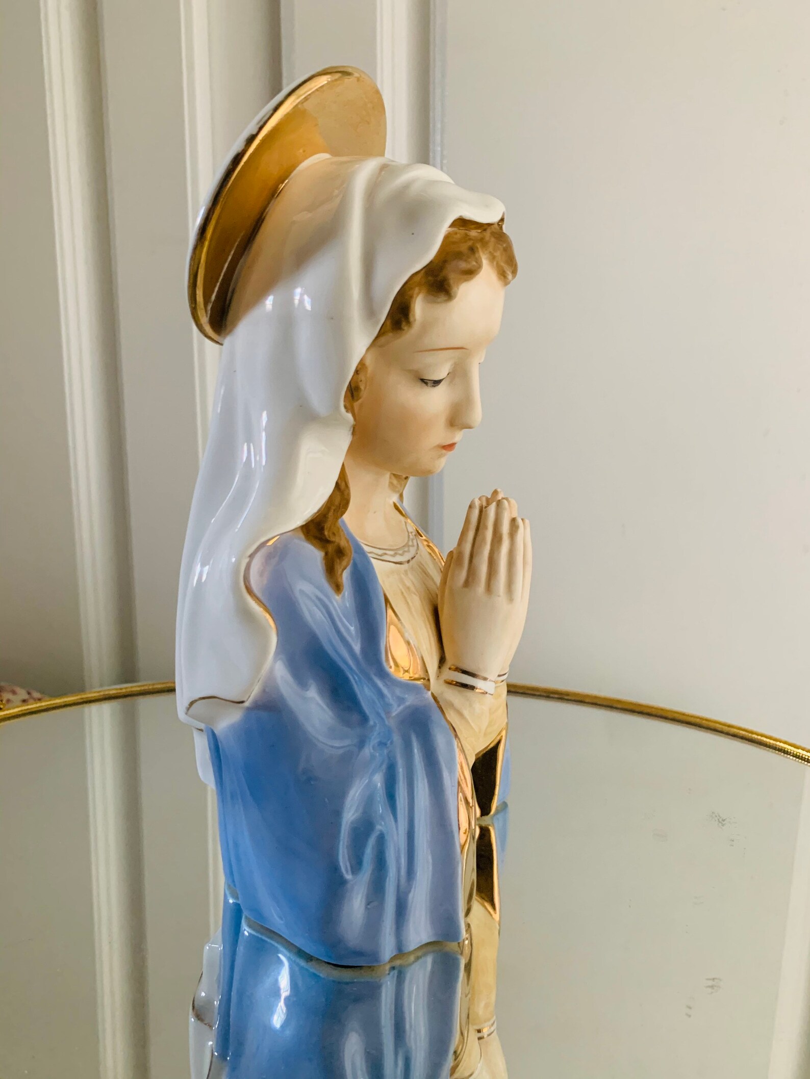 Vintage Virgin Mary Madonna Porcelain Figure Statue Etsy