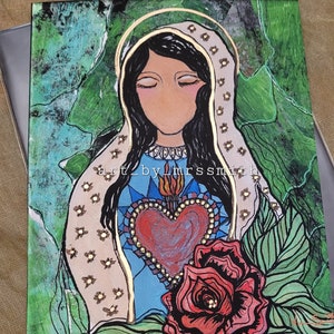 Virgin Mary, Virgen Maria, Virgen de Guadalupe, latin art, Catholic art prints, Christian art, Immaculate Heart, Sacred Heart, religious