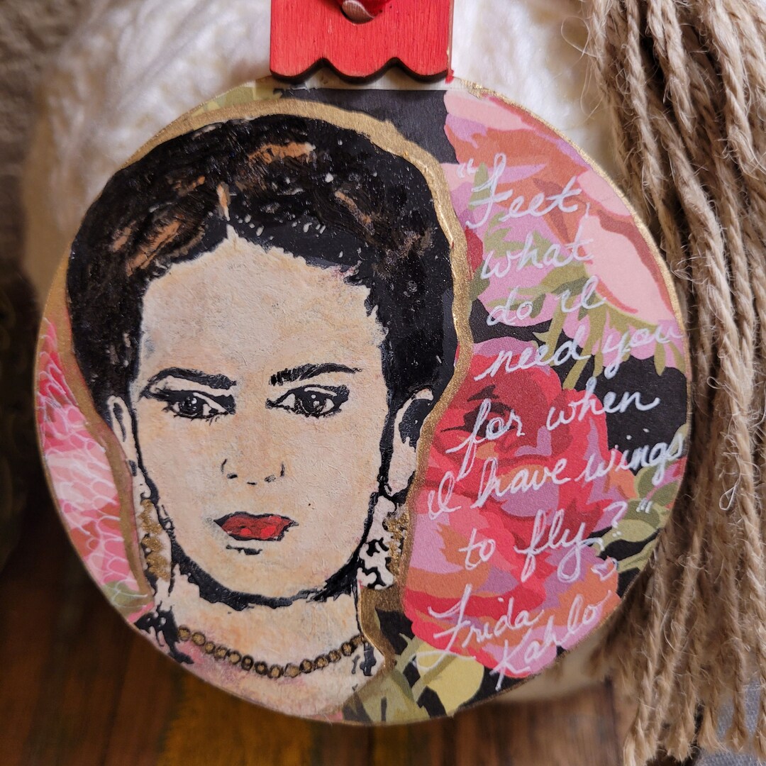 Frida Kahlo Ornament, Feliz Navidad,mexican Folk Art, Hand Painted ...