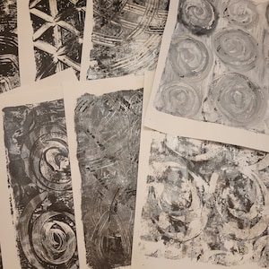 Mixed media scrap paper, custom paper, black and white paper, journaling, collage paper kits, Hand painted papers, gelli paper, 12 piece.
