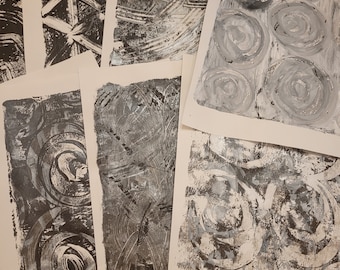 Mixed media scrap paper, custom paper, black and white paper, journaling, collage paper kits, Hand painted papers, gelli paper, 12 piece.