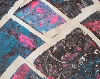 Mixed media scrap paper, custom paper, black and pink paper, journaling, collage paper, Hand painted papers, gelli paper, 15 piece, design.