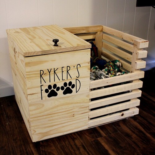 Wooden Dog Food Storage Container Dog Food Bin Pet Food Etsy Canada
