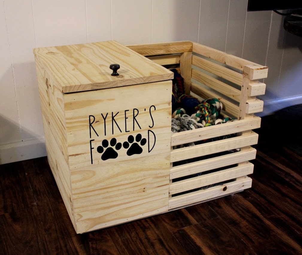 Wooden Dog Food Storage Container, Dog Food Bin, Pet Food Keeper, Puppy  Food Storage, 15 Lbs 