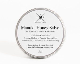 Manuka Honey Salve with Herbal Infusion - for Dogs, Horses and Humans - 2oz