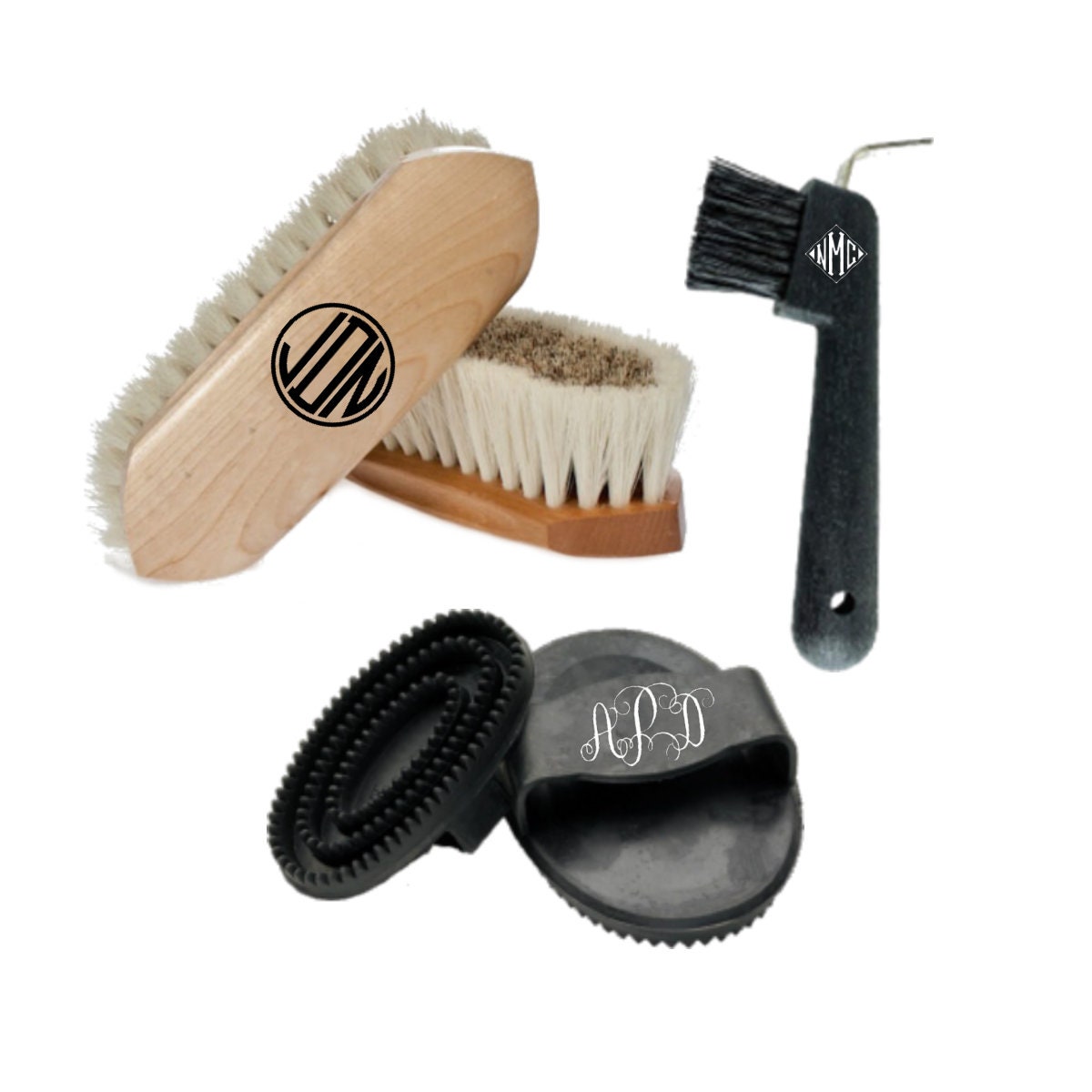 Custom Monogram Horse Brush Decals Brush Hoof Pick Curry Comb 