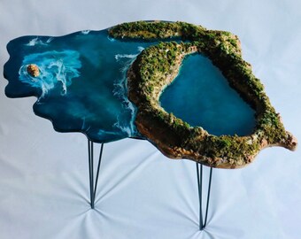 Original Ocean Art Side Table, Wooden Table, Apartment decor, Send a gift