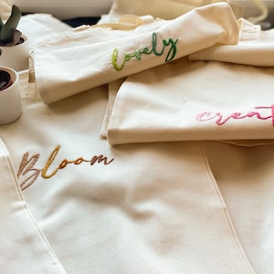 High Quality & Hand Embroidered Personalised Natural Large Canvas Tote Bag (perfect for events, gifts, personal use and hand made to order)