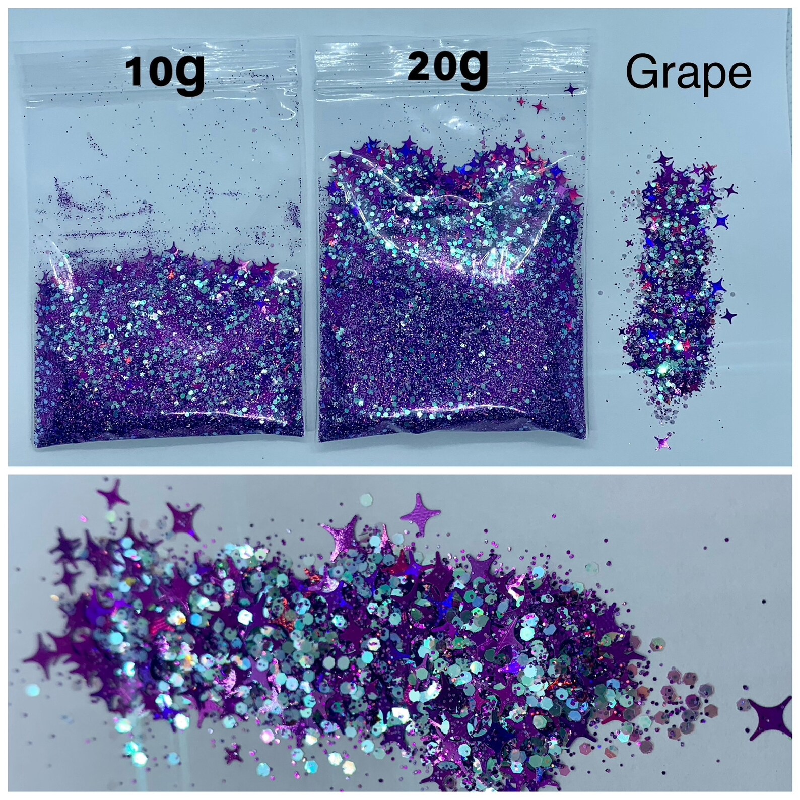 Bulk Glitter 10g 20g Pouches Chunky Fine Custom Etsy UK