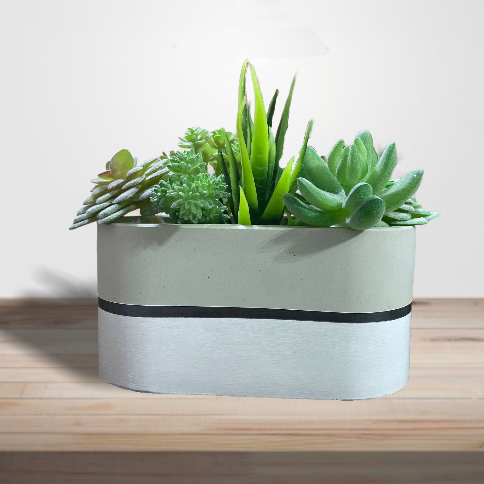 Oblong Concrete Planter Oval Cement Succulent Pot Bonsai | Etsy