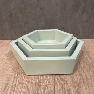 Hexagon Concrete Tray | Geometric Modern Home Decor | Vanity Trinket Dish | Minimalist Catch-All Display Piece