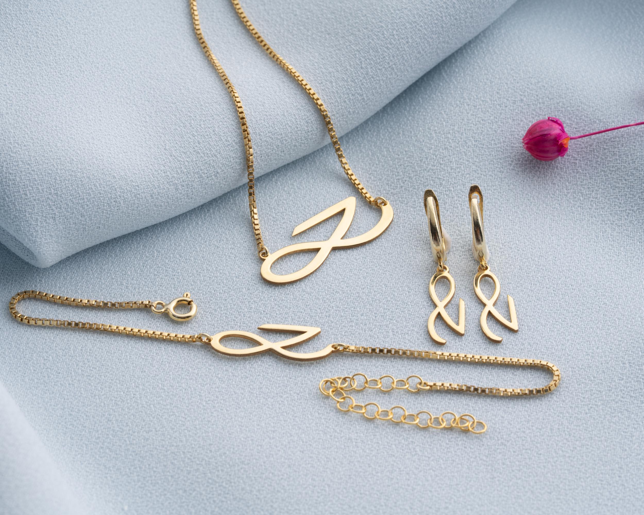 Jungkook Necklace BTS Jewelry Kpop Gift Golden Jewelry Set JK