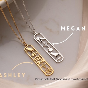 925 Silver Ancient Egyptian Script Name Plate Egyptian Hieroglyphic Cartouche Name Pendant Personalized Egyptian Hieroglyphic Name Necklace