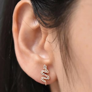Snake Stud Earrings, Rose Gold Snake Earrings, Snake Earrings, Gold Dainty Earrings, Mini Snake Earrings, Stud Earrings, 925 Sterling Silver