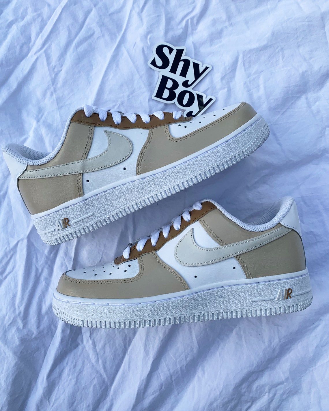 Custom Nike Air Force 1 Beige / Brown Etsy UK