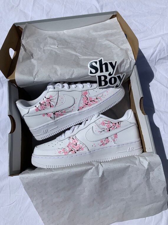Hand Painted Pink Blossom Flower Custom Air Force 1 AF1 | Etsy