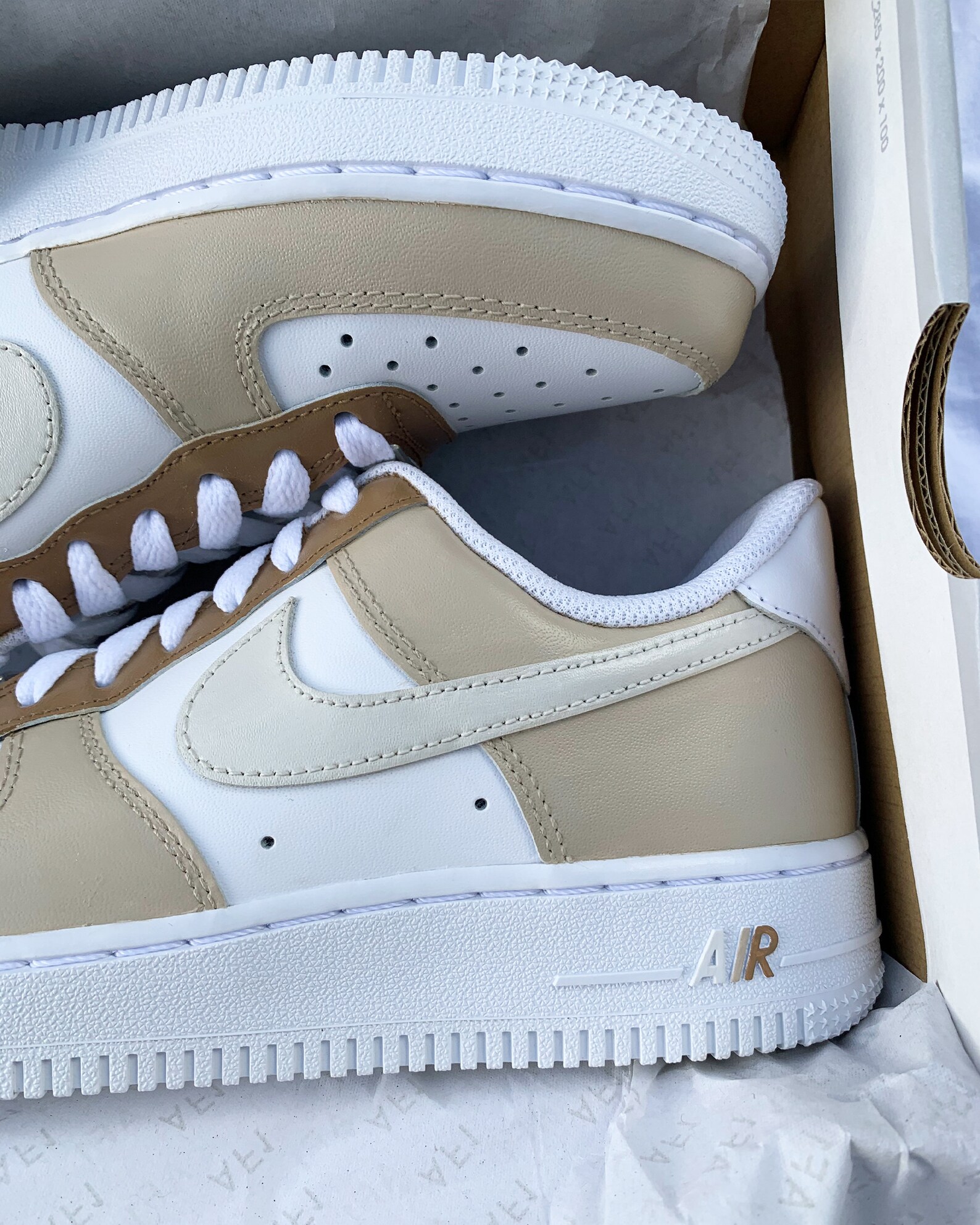 Custom Nike Air Force 1 Beige / Brown Etsy UK