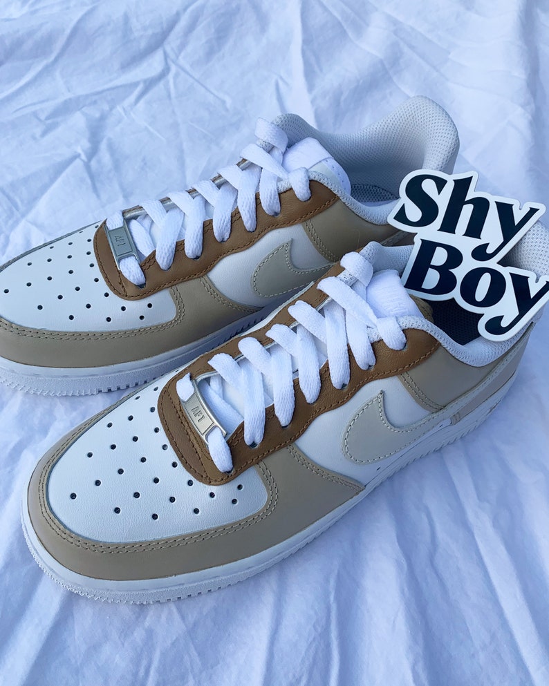 Custom Nike Air Force 1 Beige / Brown Etsy UK