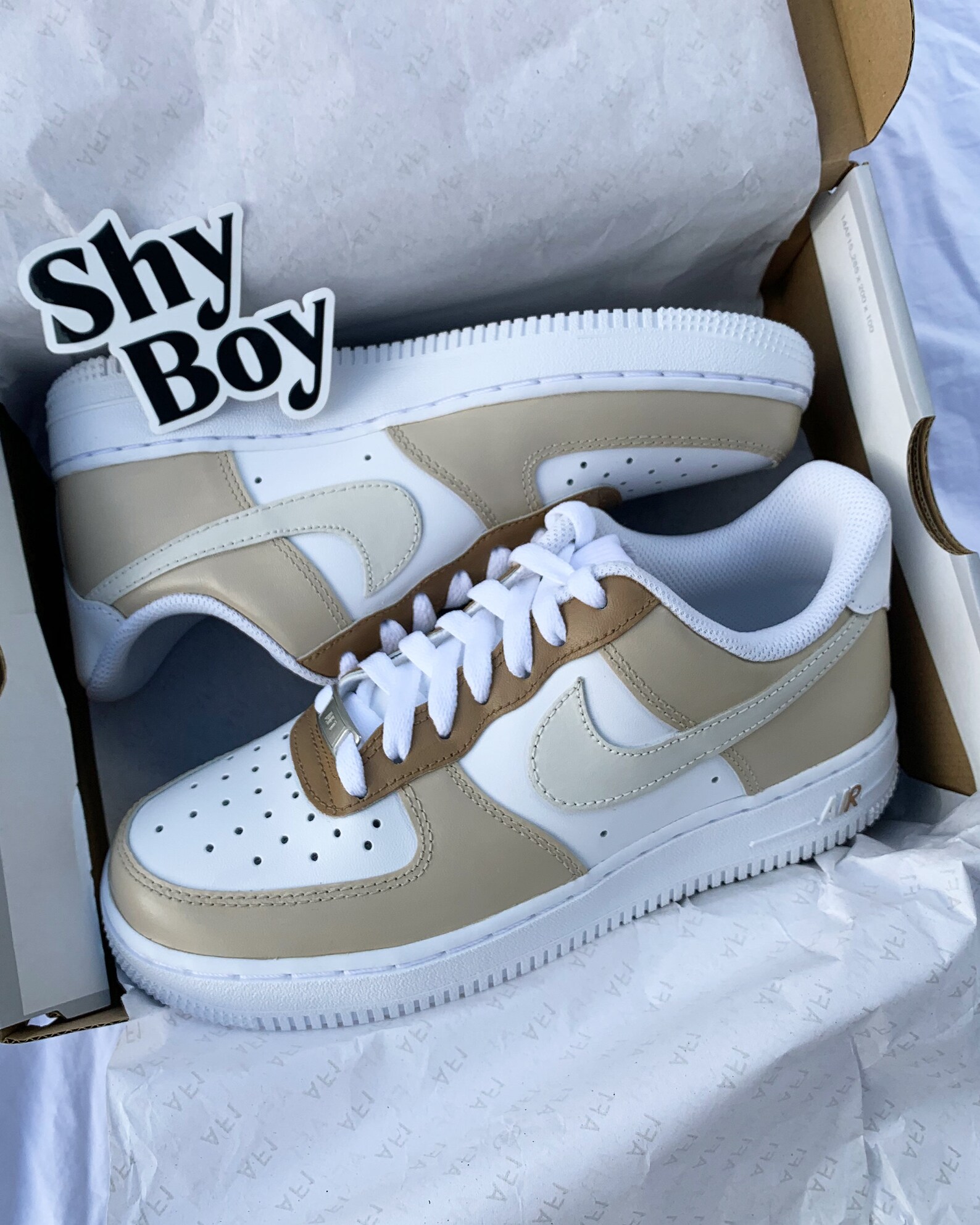 Custom Nike Air Force 1 Beige / Brown Etsy UK