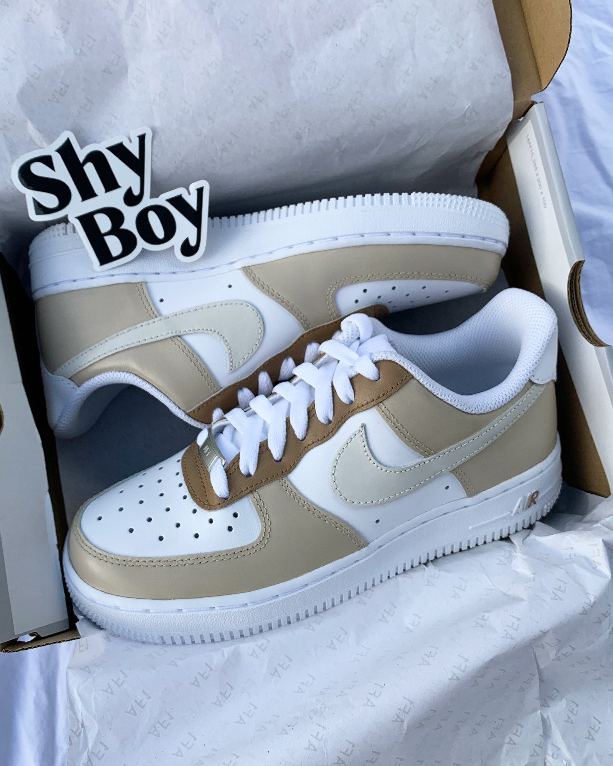 Nike Air Force Beige / Marrón personalizado - Etsy España