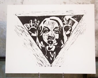 Fish Eye Series: Exultant Influence Linocut Print