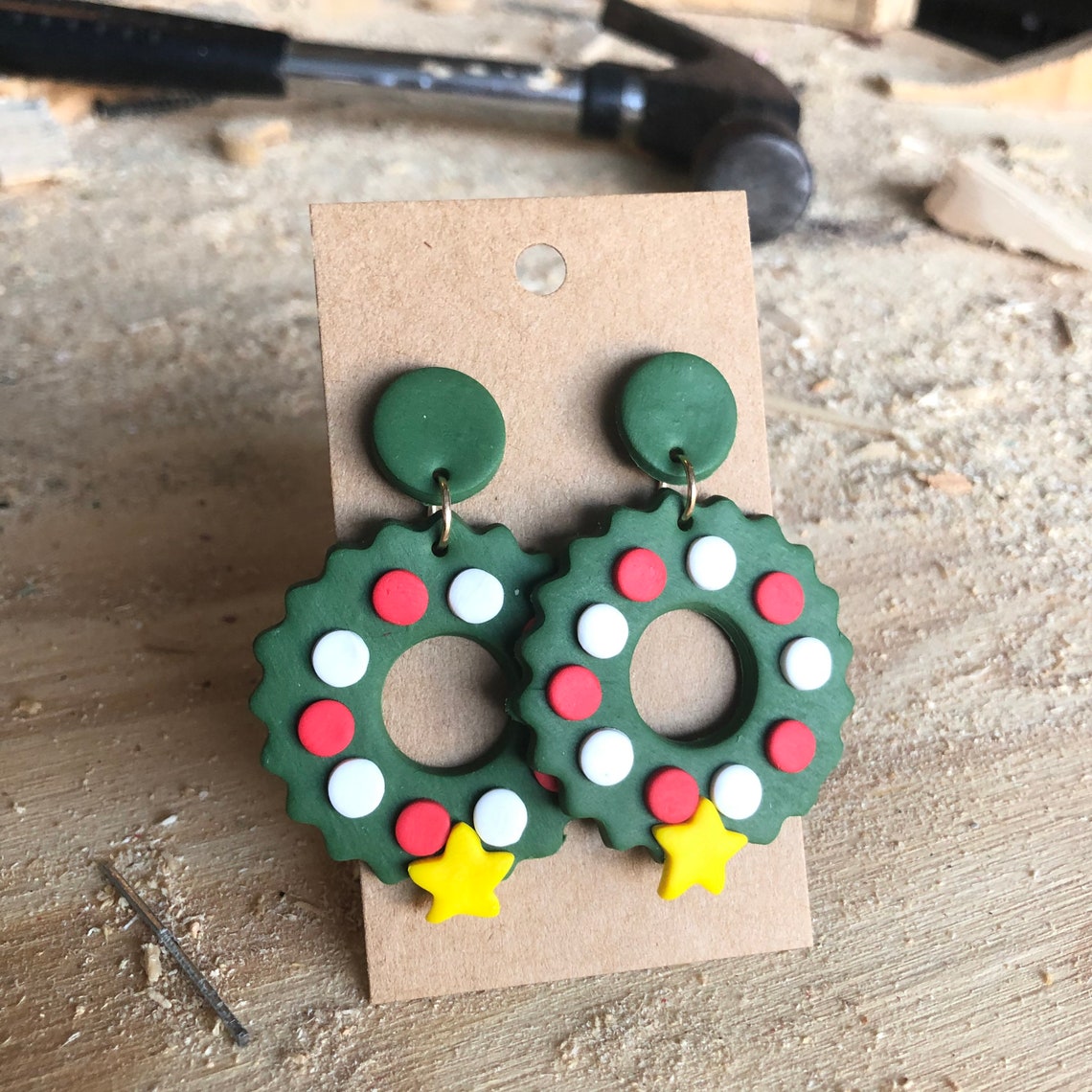 Holiday Wreaths Polymer Clay Earrings Etsy