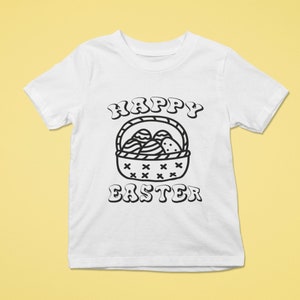 Happy Easter coloring SVG, Easter eggs svg, Coloring shirt svg for kids, Spring coloring svg, easter svg, digital design instant download