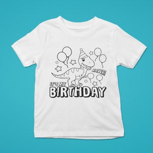 Rawr! It&#39;s My Birthday Coloring SVG, Coloring page, t-rex svg, dinosaur, birthday, coloring t-shirt svg, instant download svg png jpg