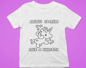 Unicorn Coloring SVG, Cute Unicorn svg, Kawaii Unicorn cartoon, always sparkle, coloring page, coloring svg png jpg