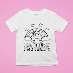 I Can't Today, Sono un Unicorno Coloring SVG per bambini, unicorno, arcobaleno, kawaii, cartone animato, file di taglio della pagina da colorare, Svg Png jpg