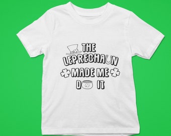 The Leprechaun Made Me Do It Coloring svg for kids, St. patricks day coloring svg, cut file, shamrock, funny  png, svg, jpg