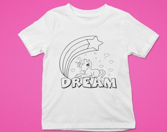 Unicorn coloring svg, dream unicorn coloring svg, coloring svg for kids, rainbow, hearts, and uniform digital design instant download