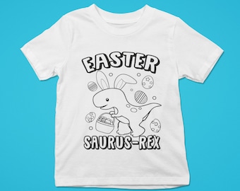 Easter T-rex Coloring svg, Easter Dinosaur svg, bunny t-rex, cut file, happy easter, kids svg design, instant download svg png jpg
