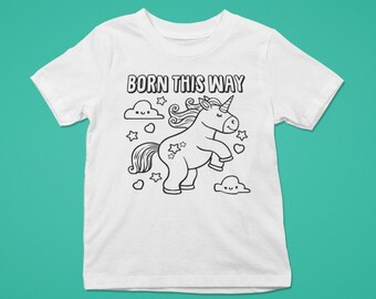 Born this way unicorn birthday coloring svg, coloring svg for kids, birthday svg, coloring page, coloring, unicorn, birthday, cute svg
