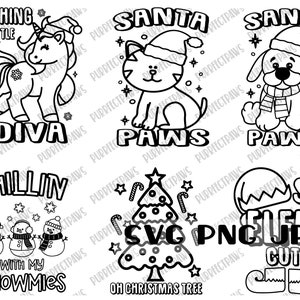 Christmas Coloring Bundle SVG, Coloring Page, Digital Image Instant Download svg png jpg