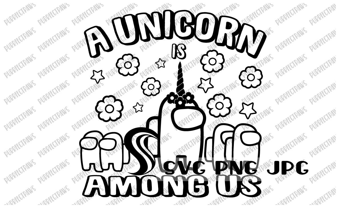 unicorn is among us coloring svg among us coloring page etsy