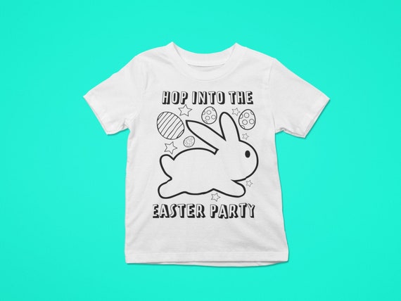 Hop into the Easter Party Coloring svg, coloring page, Easter Bunny, easter eggs, happy Easter kids design cut file, svg png ,jpg