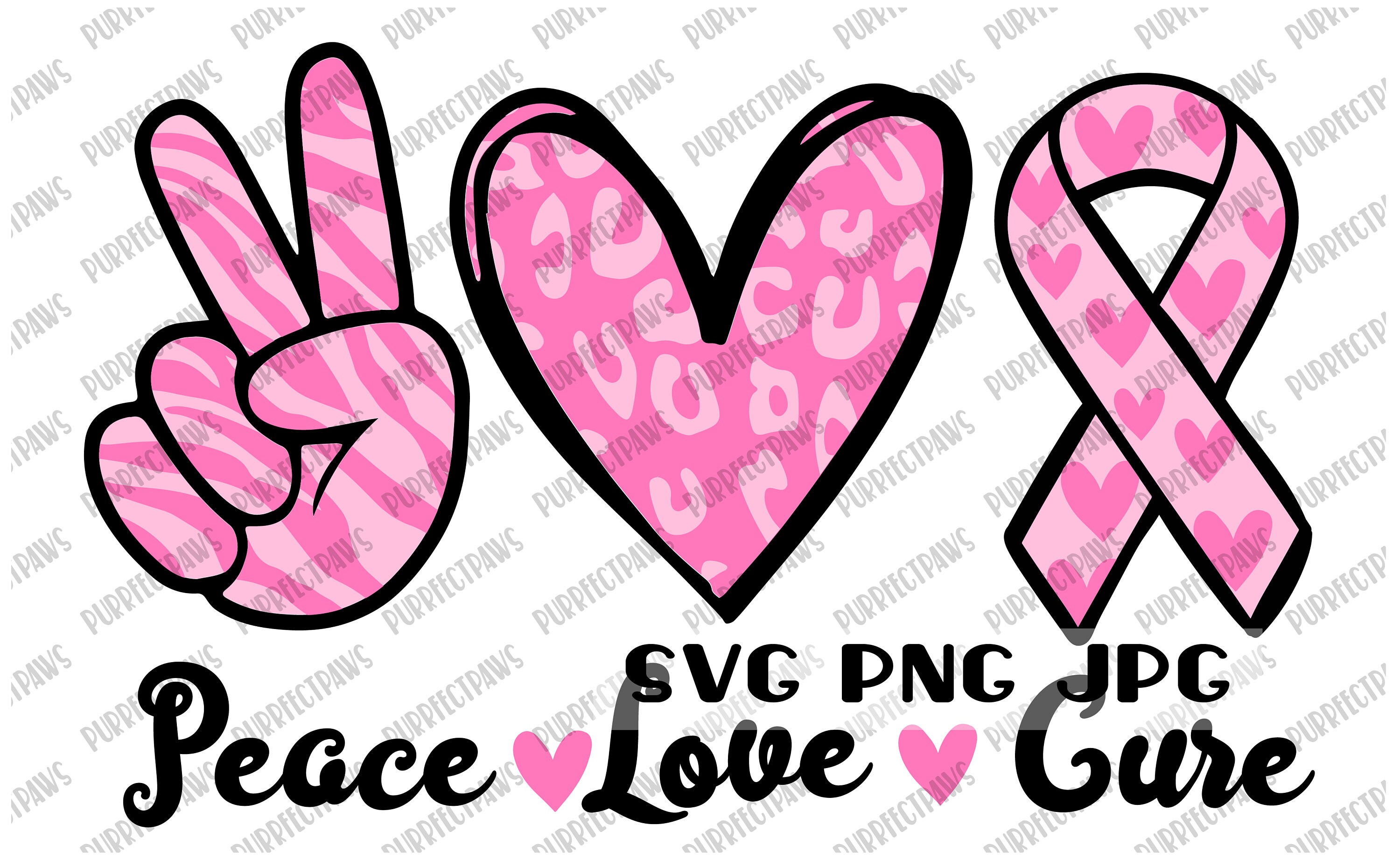Peace Love Cure SVG Breast Cancer Awareness Month Breast - Etsy