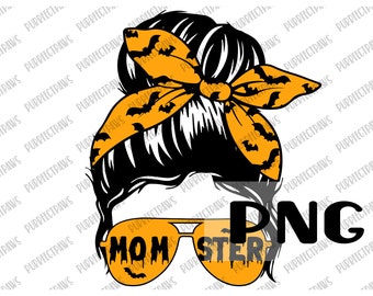 Momster Messy Bun PNG for Sublimation, Clip Art, Halloween, Instant download PNG