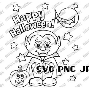 Happy Halloween Vampire Coloring SVG Coloring Page Happy - Etsy