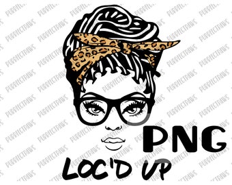 Loc'd up Cheetah Print Bandana PNG for sublimation, black woman, black girl magic, black queen, locs, instant download PNG