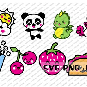 Cute Kawaii svg, kawaii svg, kawaii clip art, kawaii cartoon bundle svg png jpg