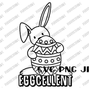 Eggcellent Easter Bunny Coloring SVG, Coloring Page, Digital Cut File, Sublimation, Instant Download svg png jpg