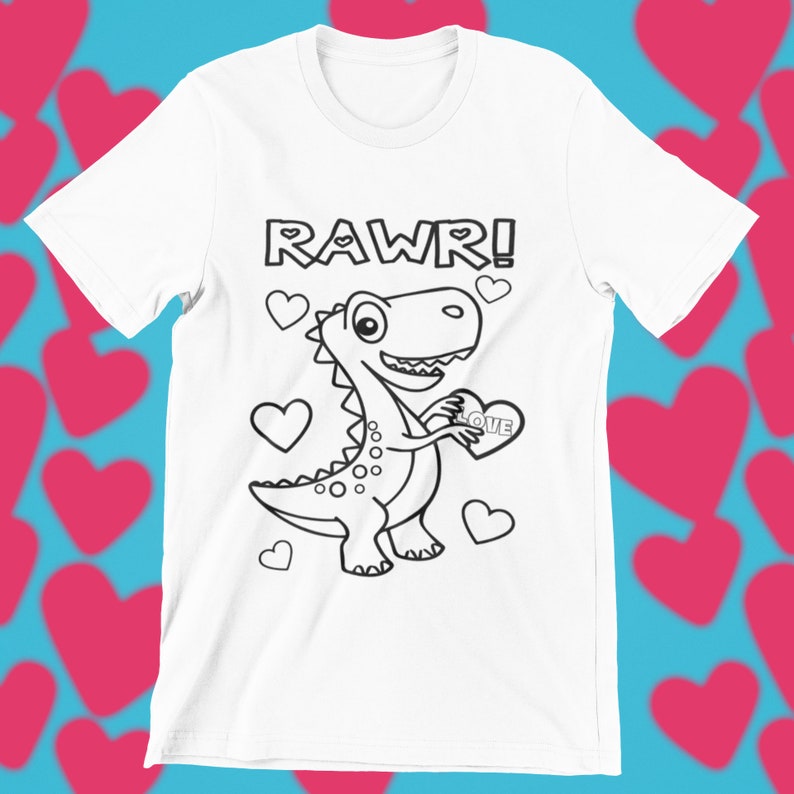 T-rex Valentine's Day Coloring SVG Coloring Page Rawr - Etsy