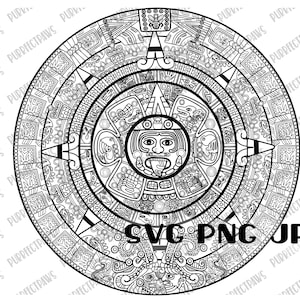 Kalendarz Aztecki SVG PNG JPG, Clip Art, Do druku, Natychmiastowe pobranie